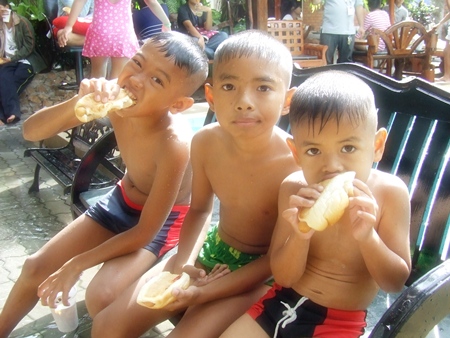 These little guys certainly love their hot dogs.